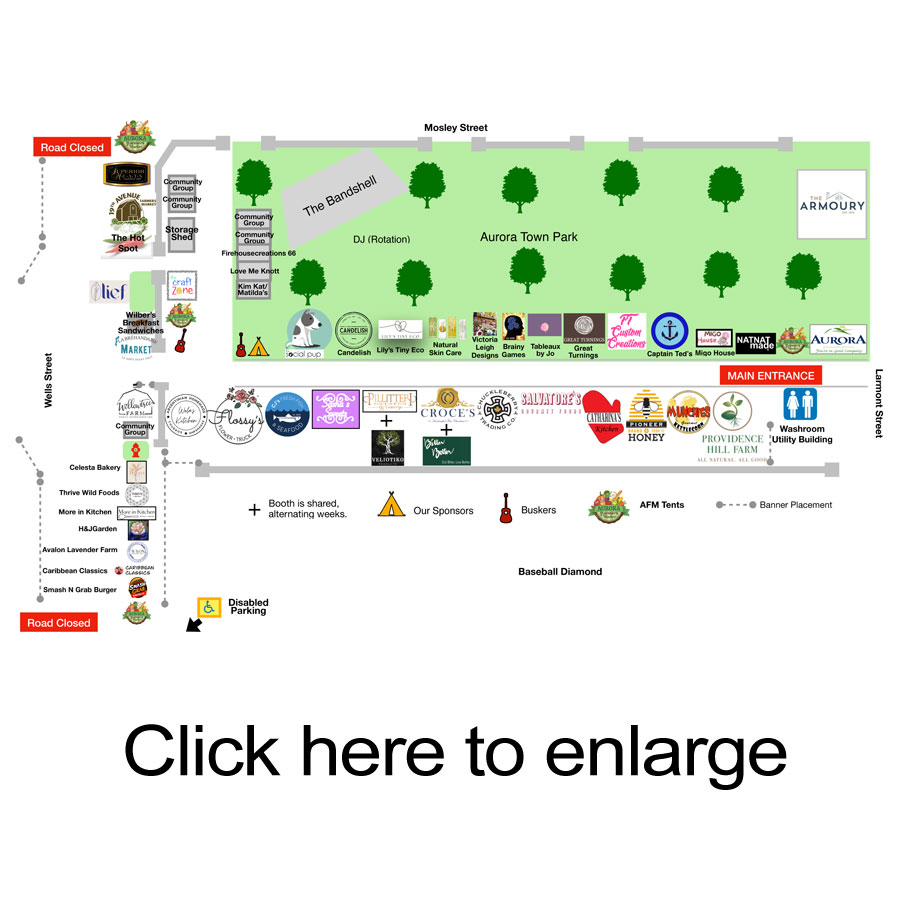 Aurora Farmers' Market Map of vendors